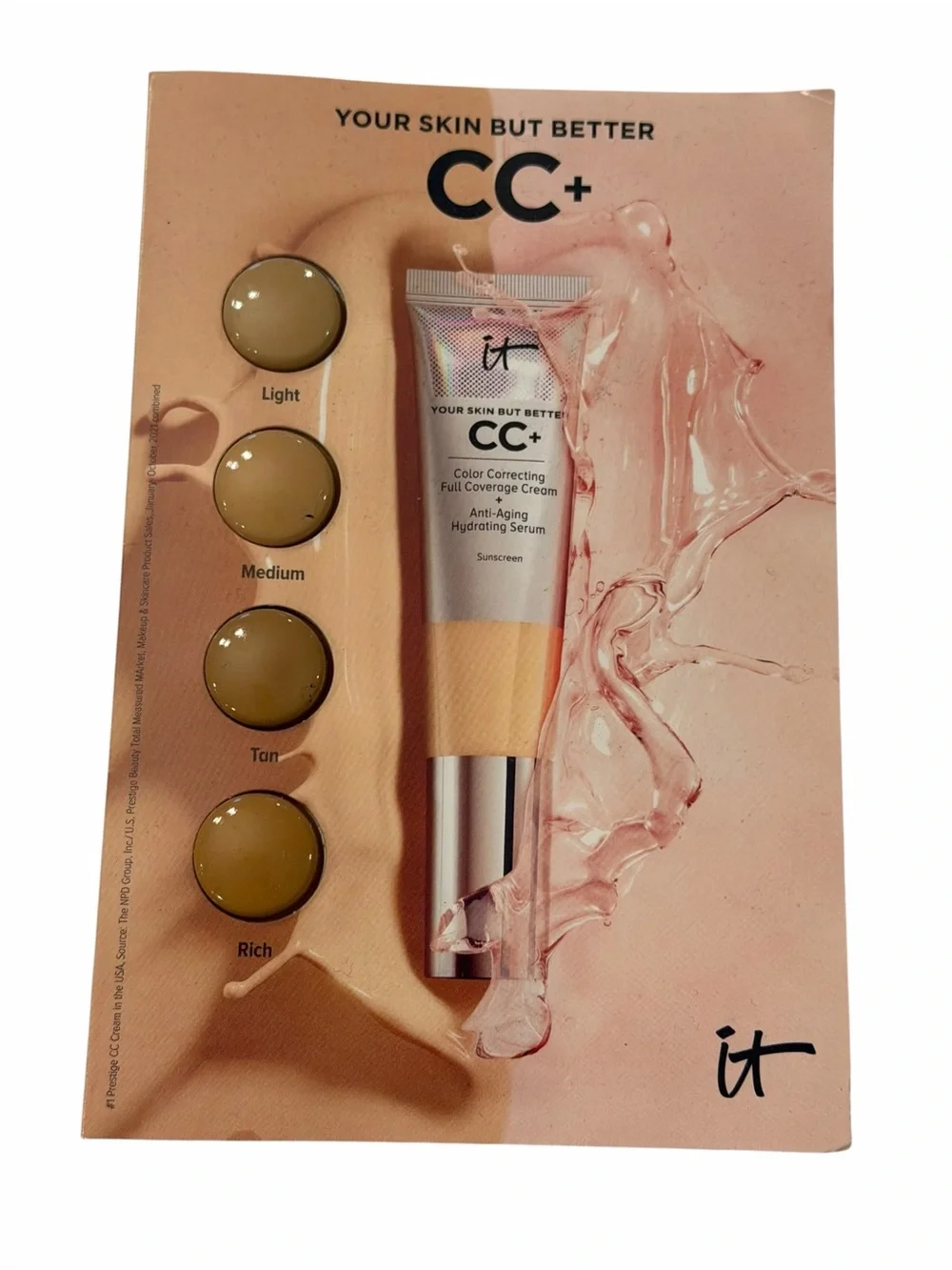 IT Your Skin But Better CC + Full Coverage Foundation Sample Card Travel